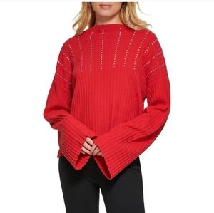 NWT DKNY Long Sleeve Studded Cowl Neck Sweater